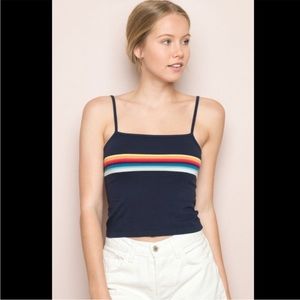 Brandy Melville navy rainbow cropped tank